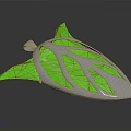 Shiny Leaf Shaped Decorative Household Item with Green Transparent Sections and Silver Frame