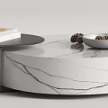 Modern White Marble Round Coffee Table With Books And Decorative Bowl 3d model