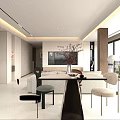 Modern Living Dining Room Interior With Large Windows City View Beige Sofa And Coffee Table