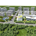 Aerial View Planning of Modern Residential Community With Green Spaces and Building Layout