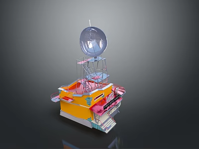 Creative Architectural Model With Colorful Structure Transparent Sphere And Stairs 3d model