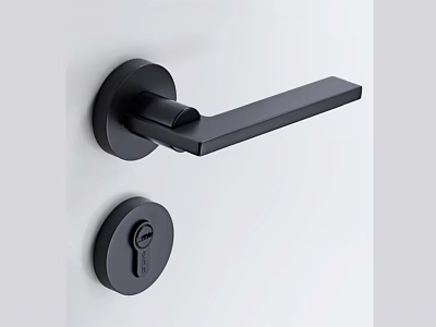 Black Modern Interior Door Handle Design With Keyhole Lock For Home Use 3d model