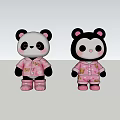 Cute Panda Game Movie Characters in Pink Outfits With Different Expressions