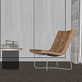 Modern recliner chair side table combination 3d model