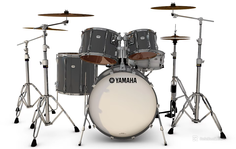 Professional Yamaha Drum Set With Complete Cymbals And Hardware Musical Instrument Kit 3d model 