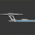 USS Enterprise Spaceship Model With Circular Structure Blue Yellow Lines And Futuristic Design