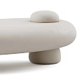White Modern Coffee Table With Rounded Shapes And Unique Base Design