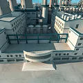 Modern Industrial Factory Building With Multiple Chimneys Storage Tanks And Large Equipment