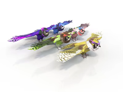 Fantasy Style Birds Colored Birds Fantasy Birds Fantasy Creatures Fantasy Animals Fantastic Birds Fantastic Birds Fantastic Birds Birds 3d model