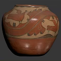 Handcrafted Traditional Red Ceramic Jar With Animal Motifs And Geometric Patterns