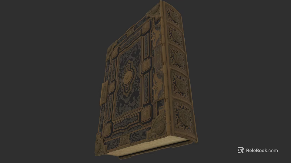 Antique Book With Ornate Cover Intricate Patterns Gold Accents And Artistic Design 3d model 
