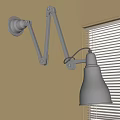 Metal Wall Sconce With Adjustable Arm Near Window With Blinds 3d model