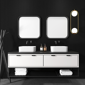 Modern sink bathroom cabinet basin combination 3d model