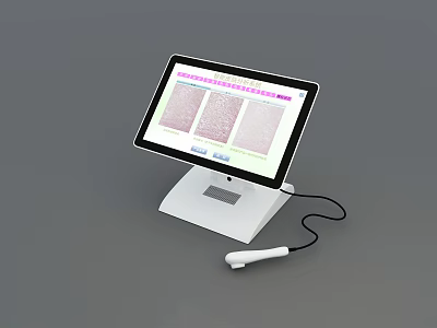 Medical Diagnostic Device with Display Screen and Probe Showing Skin 3d model