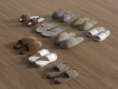 Slippers Hotel Slippers Casual Cloth Slippers Woolen Carpet 3d model