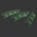 Three Architectural Black Curved Track Components For Building Structure