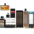 Convenience Store Refrigerators And Freezers With Beverages Snacks And Dairy Products