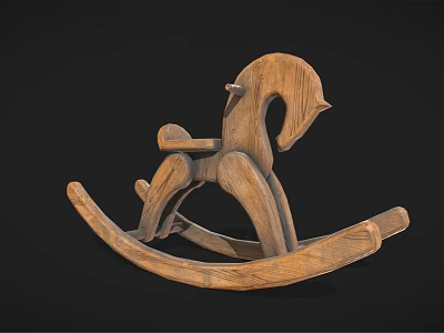 Vintage Wooden Rocking Horse With Classic Design And Natural Wood Structure 3d model