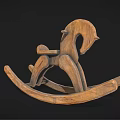 Vintage Wooden Rocking Horse With Classic Design And Natural Wood Structure
