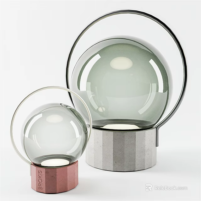 Modern Table Lamps With Glass Globe Shades Metal Frames And Concrete Bases 3d model 