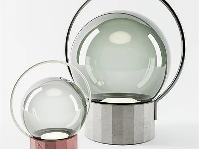 Modern Table Lamps With Glass Globe Shades Metal Frames And Concrete Bases 3d model