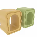 Yellow Arch Shaped Toy Container With Wavy Edges And Smooth Surface 3d model