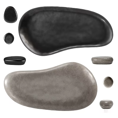 Black And Gray Irregular Shape Coffee Table With Tray Design For Modern Living Room 3d model