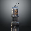 Vintage Silver Metal Lantern With Hook Western Union Label And Bottom Reflection