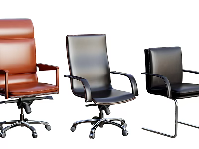 Leather Office Chairs In Multiple Colors With Modern Design And Swivel Base 3d model