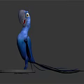 Blue Parrot Figurine With Spread Wings Standing On White Base As Decorative Piece