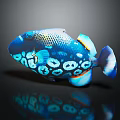 Vibrant Blue Tropical Fish With Circular White Spots Orange Fins And Reflection