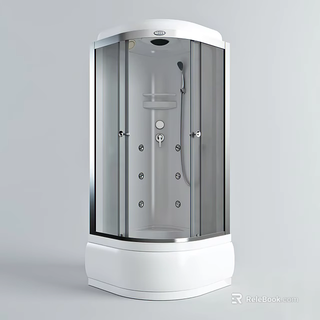 Enclosed Steam Shower Sauna With Glass Doors White Base And Control Panels 3d model 