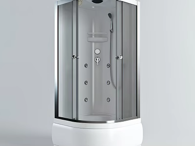 Enclosed Steam Shower Sauna With Glass Doors White Base And Control Panels 3d model