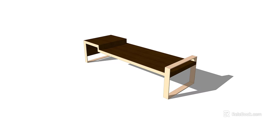 Modern Wooden Bench With Simple Design Sturdy Frame And Smooth Surface 3d model 