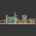 Modern Resort Area With Sandy Beach Pools Palm Trees Buildings And Water Slide