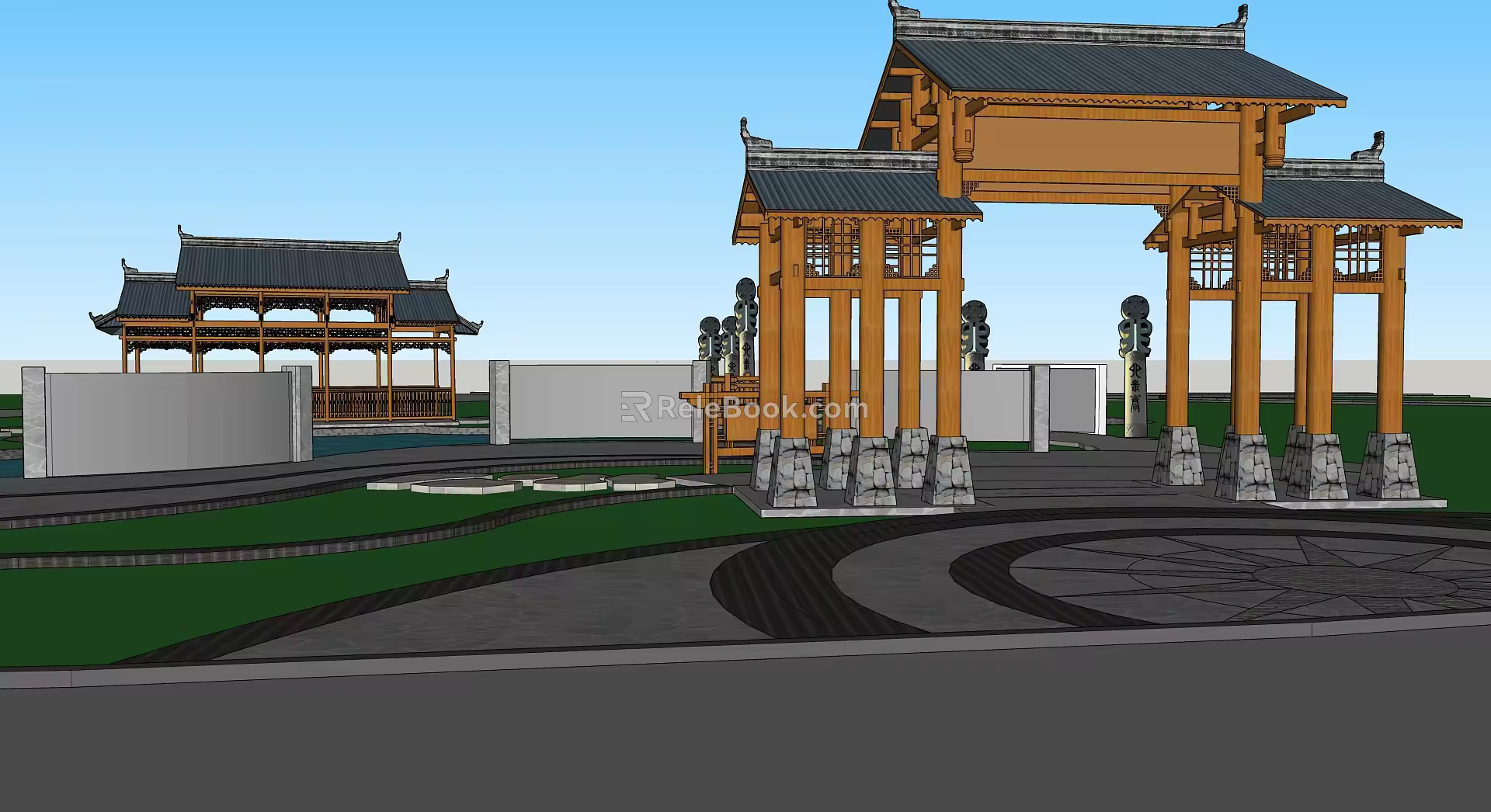Chinese archway gate 3d model