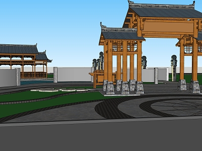 Chinese archway gate model