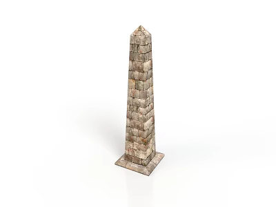 Stone Obelisk Decorative Structure With Stacked Stone Blocks And Square Base 3d model