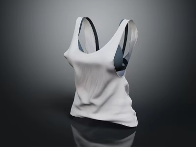 Ladies White Sleeveless Tank Top With Soft Fabric And Casual Design 3d model
