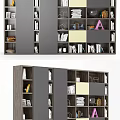 Modern Bookcase Design With Multiple Compartments Books Decorations And Photo Frames 3d model