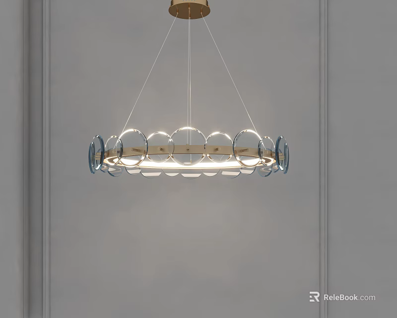 Contemporary Circular Chandelier With Metal Frame Glass Balls And Soft Interior Light 3d model 