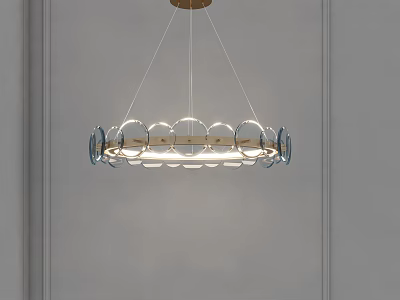 Contemporary Circular Chandelier With Metal Frame Glass Balls And Soft Interior Light 3d model