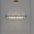 Contemporary Circular Chandelier With Metal Frame Glass Balls And Soft Interior Light