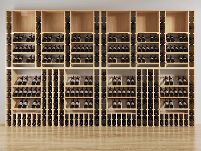 Large Wooden Wine Cabinet With Multiple Shelves For Organized Wine Bottles 3d model