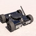 Robot Car Chassis With Four Wheels And Antenna Mechanical Structure 3d model