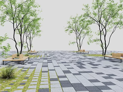 Pavement permeable brick jump color pavement gradient color pavement square brick square pavement 3d model