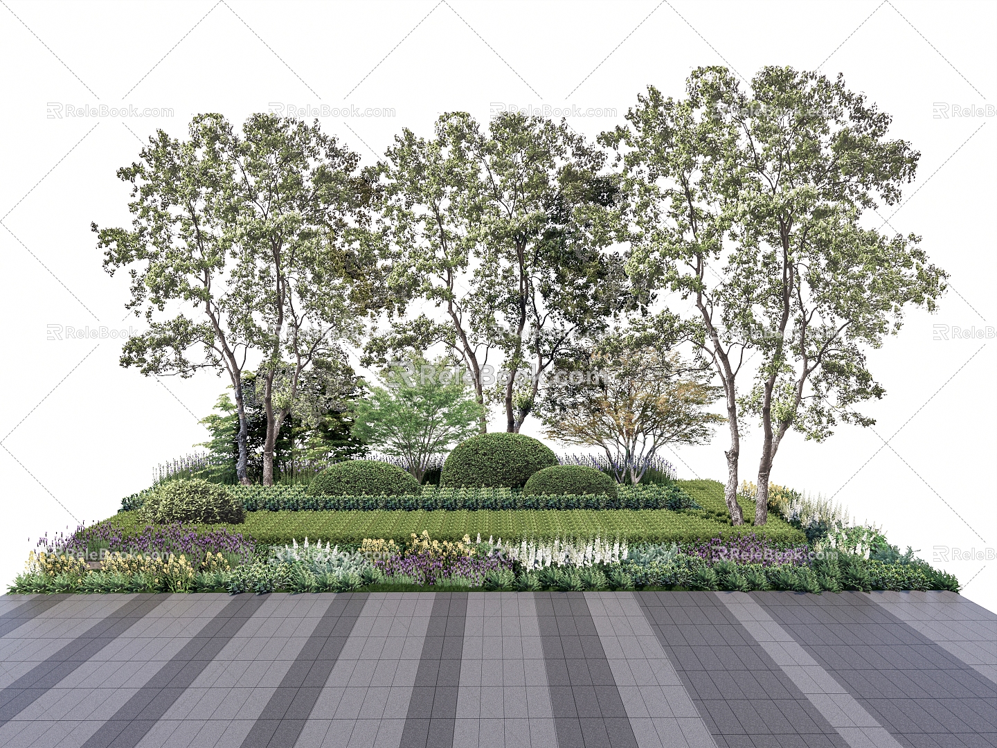 plant group arbor shrub group model