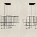 Modern Metal Geometric Pendant Light With Circular Linear Multi Layer Structure For Interior Design 3d model
