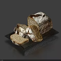 Fresh Sliced Bread with Flour on Surface Served on Black Tray