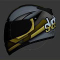 Modern Black and Gold Helmet With Glossy Sleek Design For Protective Gear